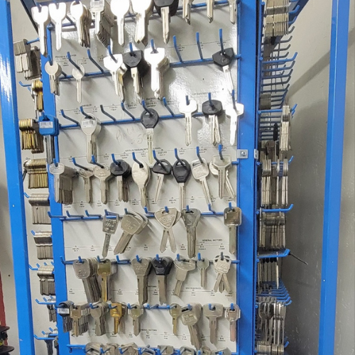 Keys inside of Baker Allen Building Supply.