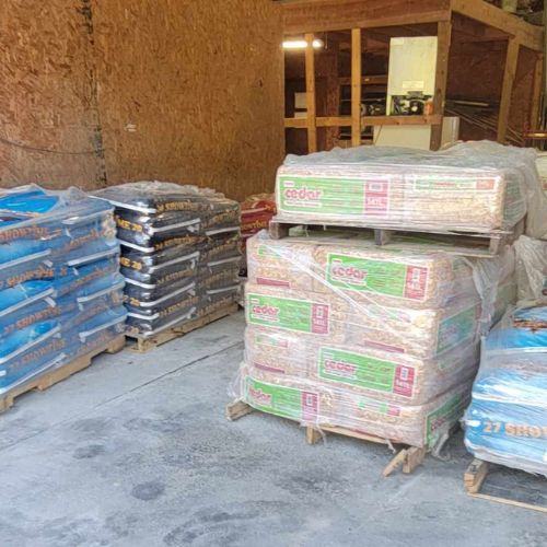 Building material and supplies inside of Baker Allen Building Supply.
