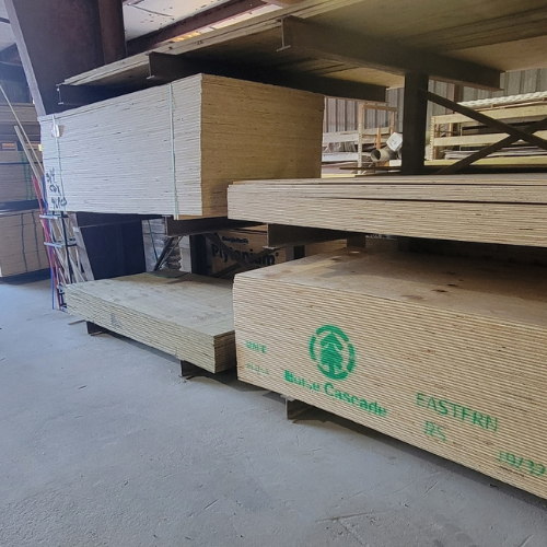Building material and supplies inside of Baker Allen Building Supply.