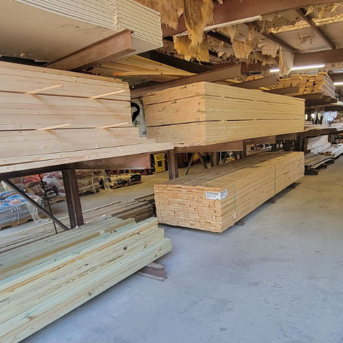 Building material and supplies inside of Baker Allen Building Supply.