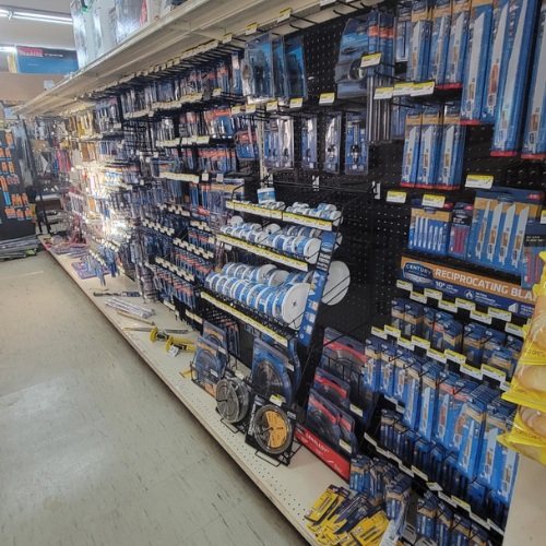 Building material and supplies inside of Baker Allen Building Supply.