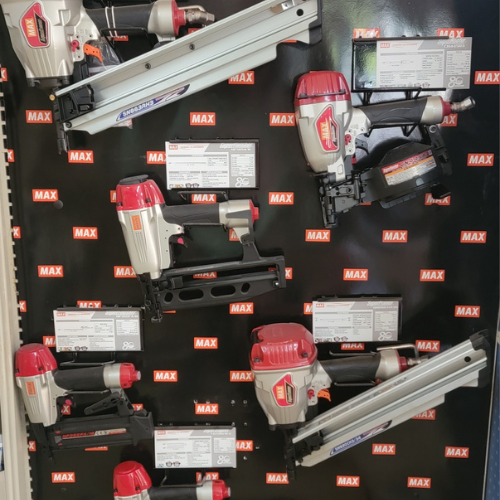 Nailers and supplies inside of Baker Allen Building Supply.