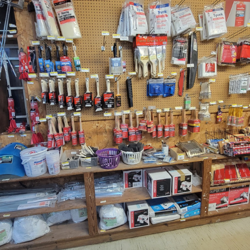 Hardware and supplies inside of Baker Allen Building Supply.